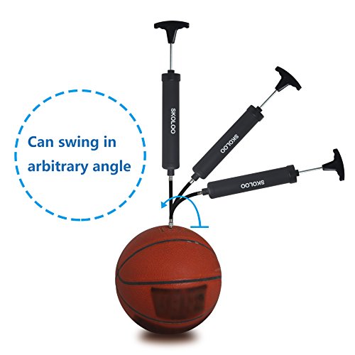 Skoloo 10" Portable Hand Air Ball Pump Inflator Kit With Needle, Nozzle, Extension Hose For Soccer Basketball Football Volleyball Water Polo Rugby Exercise Sports Ball Balloon Swim Inflatables,Black #TOP3