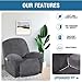H.VERSAILTEX Velvet Recliner Chair Covers 1-Piece for Reclining Chair, Recliner Cover Feature Thick Luxury and Soft Fabric with Elastic Bottom, Anti-Slip Foams Attached (Grey, Large)