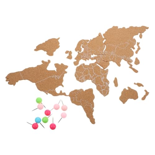 Tablero de corcho para decoración de oficina y hogar con mapa del mundo POPETPOP
