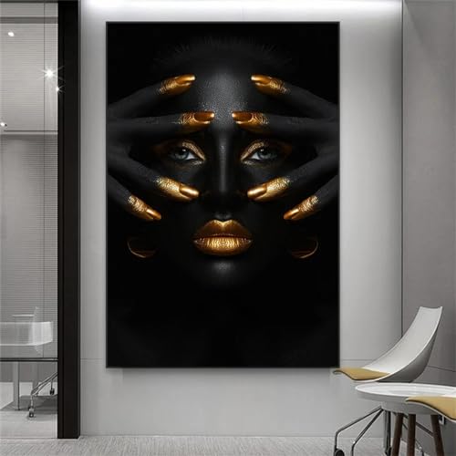 Toile femme africaine noire pour creer un grand mur d'art ethnique chic
