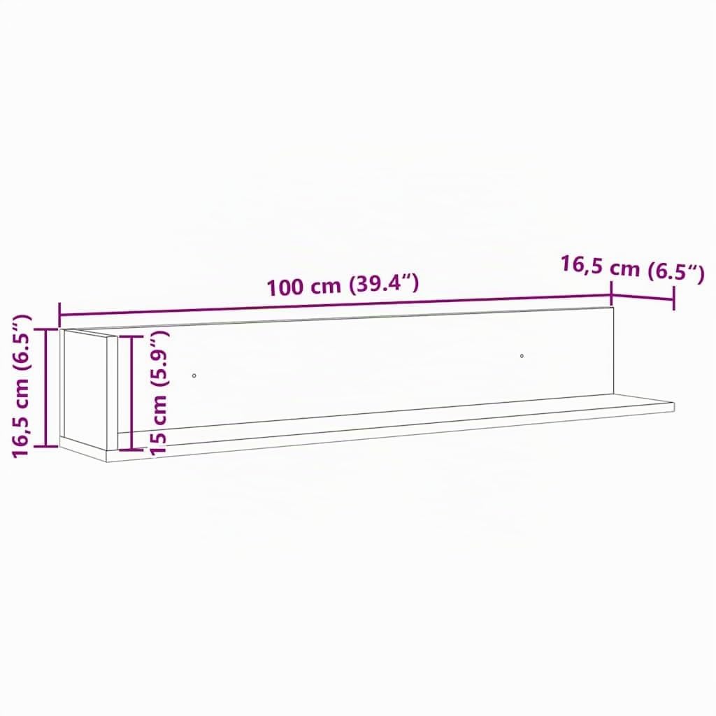 vidaXL Wandregale 2 STK. Artisan-Eiche 100x16,5x16,5 cm Holzwerkstoff