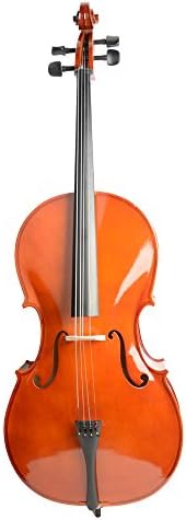 LYKOS 4/4 Professional Wood Acoustic Cello Beautiful Varnish Finishing+ Case + Bow + Rosin for Beginner (Retro)