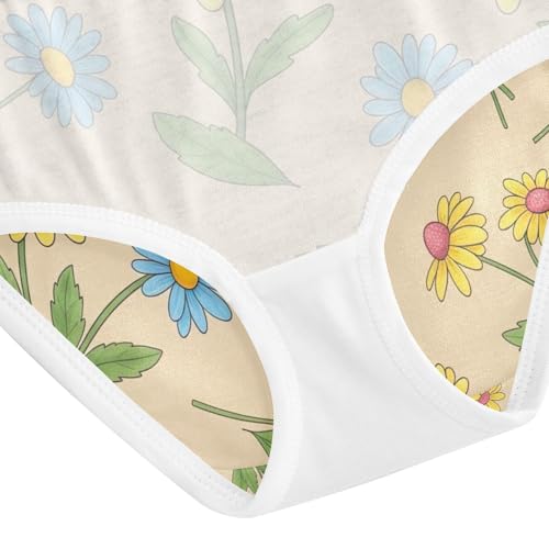 Girls Underwear, Floral Yellow Blue Toddler Briefs, Girls Cotton Underwear, 2T–8 Years4