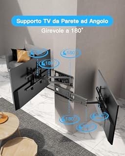 WHYFONE Supporto da Parete per TV Girevole Inclinabile Estensibile, Staffa TV Braccio Extra Lungo 650mm, Braccio TVs ad Angolo per Televisore da 32-70 Pollici fino a 35kg, Max VESA 600x400mm