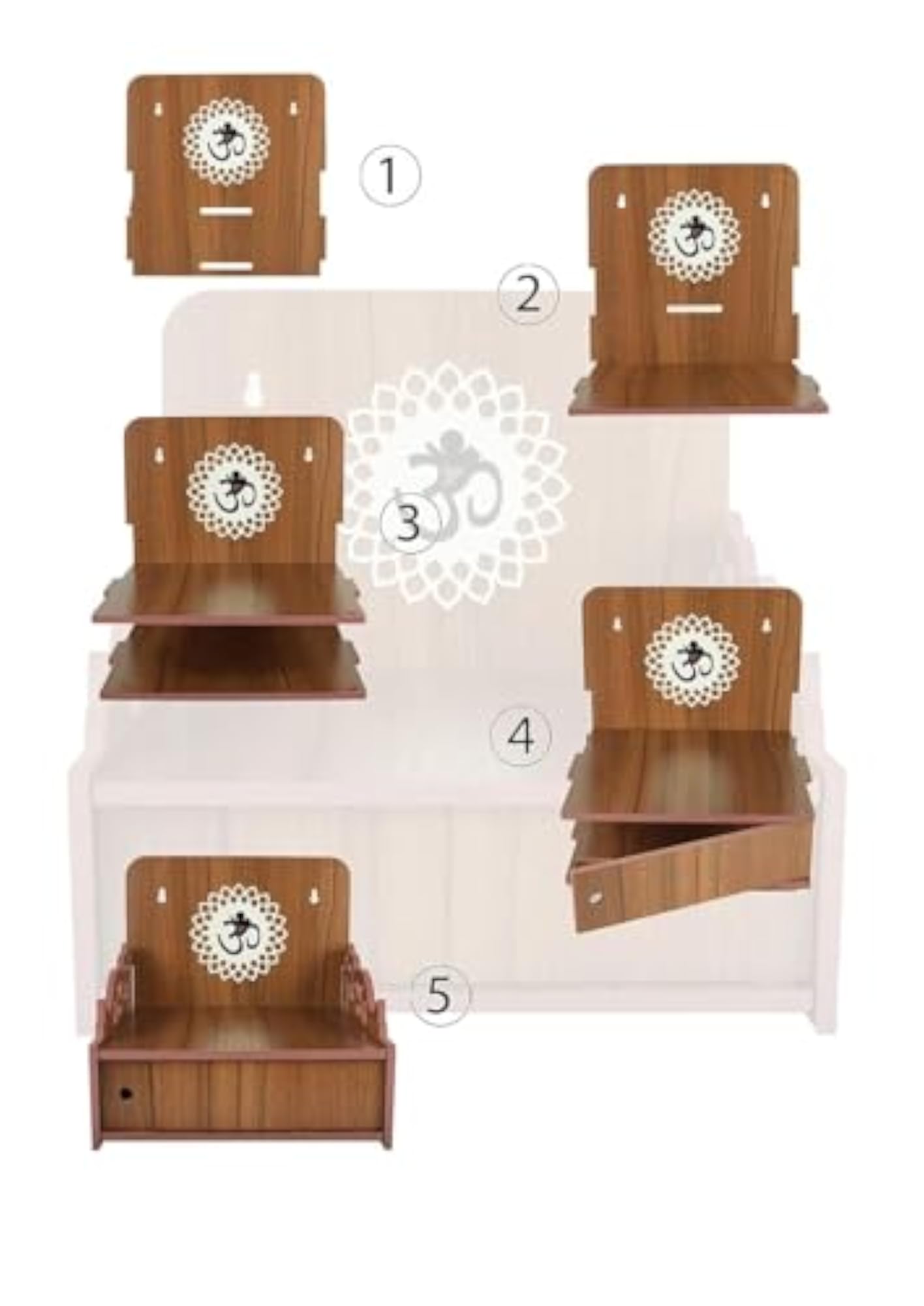 MART Wooden Readymade Wall Hanging Puja Temple