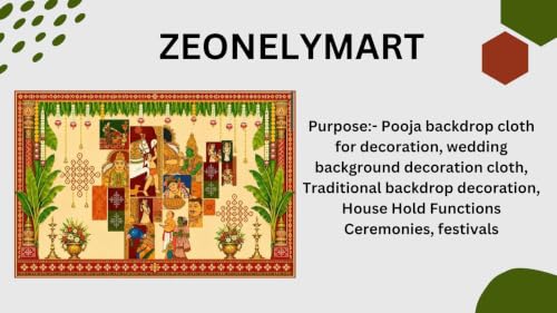 Image of Wedding Backdrop Cloth | Traditional Indian Folk Art Backdrop with Banana Plants and Muggu Art, Festive Backdrop for Home Puja | Backdrop varalakshmi Pooja 8x8 feet