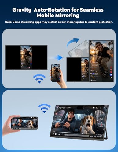 Image of KEEPTIME Wireless Portable Monitor with Battery 8000mAh, 15.6 inch 1080P IPS Travel Monitor, Support AirPlay Miracast, with Stand /Bag, Second Screen for Laptop, PC, Phone