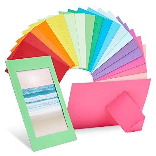 plastic colored picture frames - 50 Pack Colored Paper Picture Frames, 4x6 Photo Cardboard Easels for DIY, Hanging, Classrooms (10 Colors)