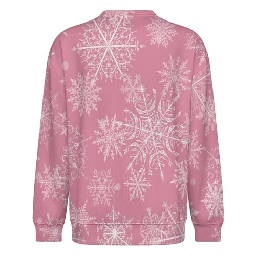 MoBlinko Mens Sweater Pink Snowman Snowflake Sweaters for Men Crew Neck Sweater for Men Lightweight Pullover3