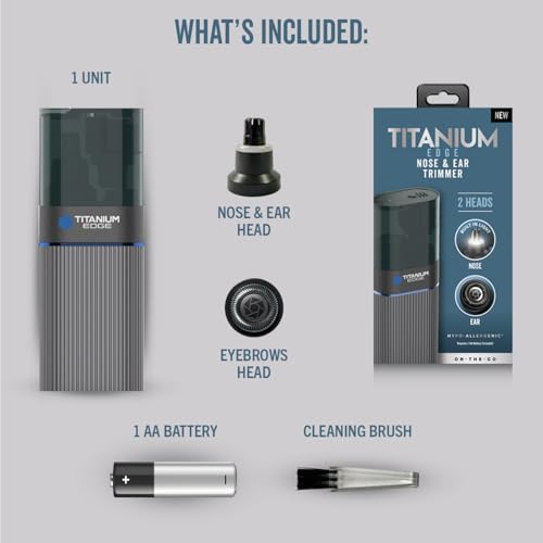 Microtouch Titanium Edge Ear & Nose Trimmer &ndash; Dual Rotary Blade Heads with Light &ndash; Water Resistant &ndash; Travel Friendly &ndash; Durable Design &ndash; Titanium Coated Blades for Precise, Comfortable Grooming