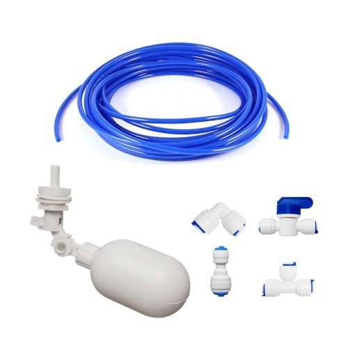 PAROAD 10 Meter Universal Wasserzulaufleitung Anschluss-Set, Kunststoff Schwimmerventil für Tank, Aquarium, Wassertrog, Teichen, Fischaquarien