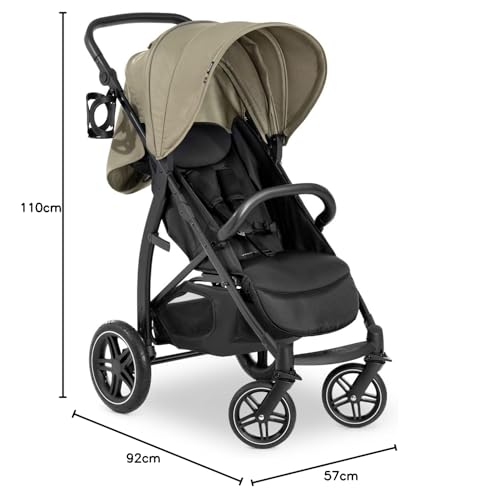 hauck Rapid 4D Air, Olive Grün - Kinderwagen mit Luftreifen hinten & Gummiräder vorne ab Geburt bis 22 kg - mit Liegefunktion, UPF 50+, Schnell Klappbar, Becherhalter, Höhenverstellbar
