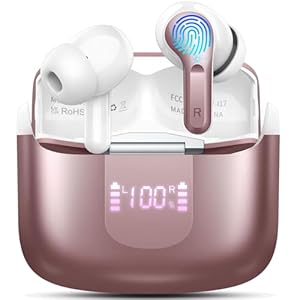 Bluetooth 5.4 Kopfhörer, 50Std 3D-Stereo Kopfhörer Kabellos Bluetooth, 4 ENC Noise Cancelling Mic, 3g Tiefer Bass Wireless Earbud, USB-C in Ear Ohrhörer, IP-X7 Wasserdicht Headphones Sport Gym Joggen