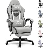 N-GEN GAMING Video Gaming Chair Office Computer Desk Use Ergonomic Reclining Backrest Adjustable Armrests Lumbar Support Footrest High Density Foam Breathable Fabric Heavy Duty Base (Grey)