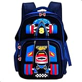 Mochila Divertida Para Meninos Infantil Carro de Corrida Escolar 3D (Azul)