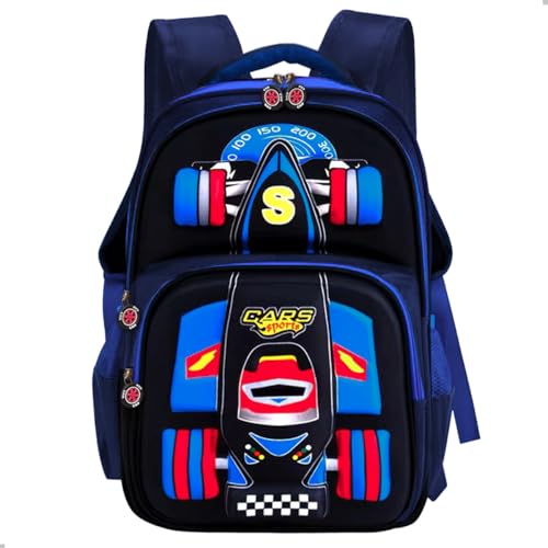 Mochila Escolar Infantil Para Meninos Carro Esportivo com Design 3D (Azul)