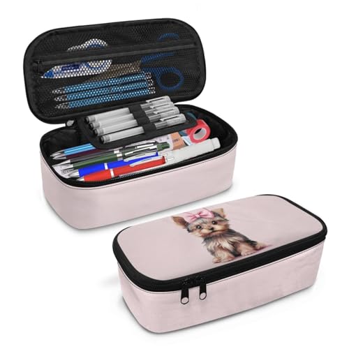 Image of Girls Pencil Pouch Cute Dog Pencil Case Large Capacity,Pink Pencil Bag for Kids Adorable Pencil Box for Preschool Children Pencil Container for Boys Adults Men Students Cion Purse