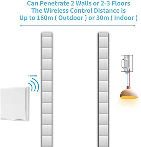 Thinkbee Wireless Light Switch And Receiver Kit,No Battery No In-Wall Wiring No Wifi Self-Powered Kinetic Remote Control Wall Switch Kit For Lights Led Lamps Ceiling Lighting Fixture Fans Programmable #TOP5