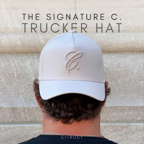Image of CITRUSY Athletic Trucker Golf Hat | Performance Mens 5 Panel Cap | Cool Breathable Waterproof Workout Running Snapback