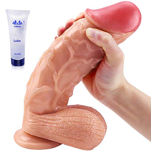 XL Realistic Dildo 9.8 inch Huge Dildo with Testicles and Obvious Glans, Sex Toy with Powerful Suction Cup for Pure Pleasure, You Can Get Into Intense Orgasms (Huge Dildo)