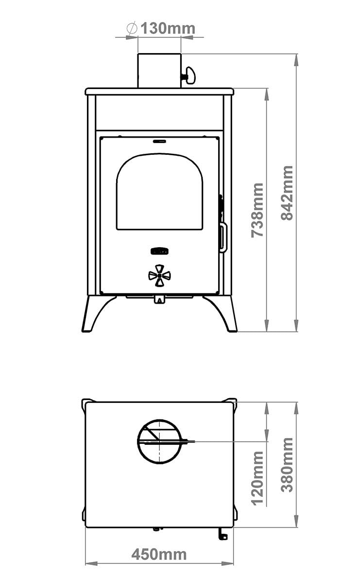 Modèle KR D Cheminée 9,3 kW – Poêle à bois pour pièces de vie, four à combustible solide, EEK A+, EcoDesign 2022, BImSchV niveau 2, 81,3 % d'efficacité, EEI 108