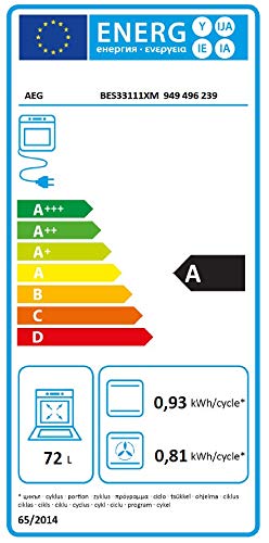 AEG BES33111XM Horno Multifunción con Función Limpieza AquaClean, 9  funciones, Cocción Uniforme, Ventilador XXL, Reloj Electrónico + Mandos,  Antihuellas, Bandeja XXL, Inox, Clase A, 72 Litros : 317.02: Amazon.es:  Hogar y cocina