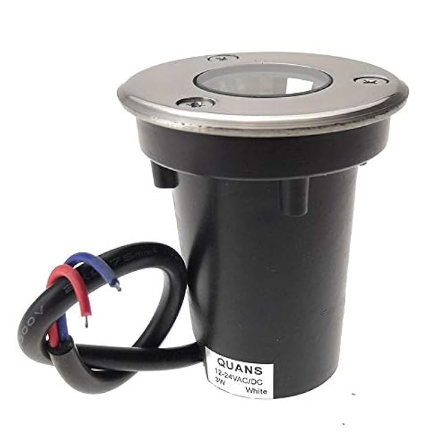 QUANS 3W Watt 12V 24V DC AC Low Voltage in Ground Well Outdoor LED Light, in-Ground Landscape Lighting Spotlight for Deck, Step, Pathway, Driveway, Garden, Yard, Patio (Cool White, 4 Pack)