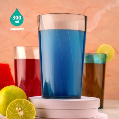 Image of ClearTwist Set of 6 Plastic Glasses - 300 ml, Unbreakable, BPA Free, Multipurpose for Water, Juice, Cocktails, Lightweight and Transparent Design, Ideal for Home, Office, Cafes, Restaurants