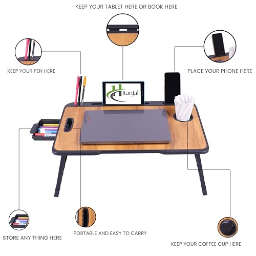 Image of Study Table Bed Table Premium Laptop Table /Foldable and Portable Wooden /Writing Desk for Office /Home /School (A Wood COTED)