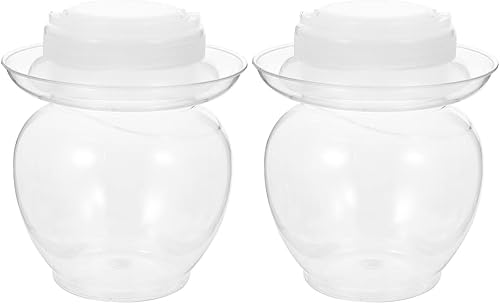 Miniatura 7 de BESTonZON Pesos - Tarro tradicional de fermentación de vidrio con tapa de tanque de barro para pepinillos, tarro de Sichuan chino Paocai tarro de