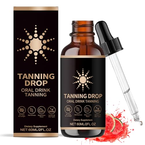 60ML Sunless Tanning Drops to Drink, Oral Tanning Drops, Drinkable Tanning Supplement with Natural Ingredients to Boost Melanin Naturally, Safe & Long-Lasting Enhances Natural Tan, for All Skin Types