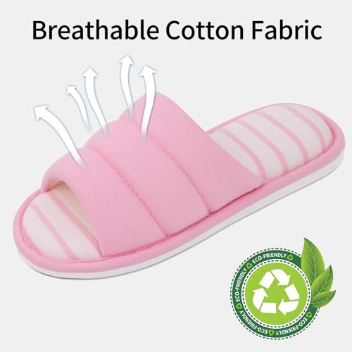 Image of shevalues Open Toe House Slippers for Women Men Memory Foam Bedroom Shoes