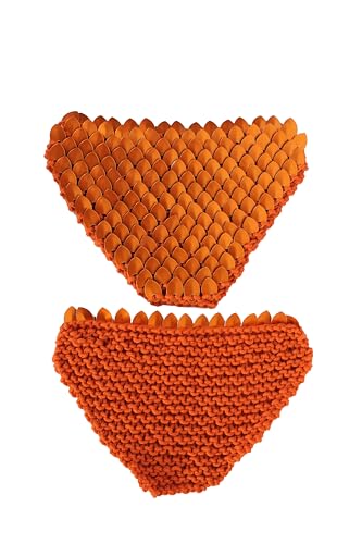 Scale Mail Epaulettes in Knitted Dragonhide Armor -Orange2