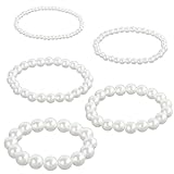 Quantité : Ce lot comprend 5 bracelets de perles blanches raffinés, chacun orné de perles de diamètres différents (4/6/8/10/12 mm). Ils peuvent être portés seuls ou superposés.