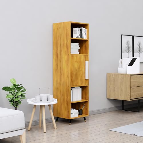Image of Bniture Bookshelf for Home | Engineered Wood Book Shelf with 1 Door & 4 Shelf | Open Book Shelf Stand for Library | Multipurpose Display Organizer for Living Room, Study & Office | Giant Wood
