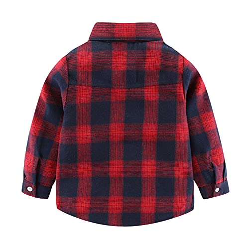 Image of Mud Kingdom Boys Plaid Flannel Shirt Long Sleeve Button Down Casual