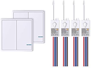 NineLeaf Wireless Lights Switch Kit No Wiring Quick Create or Relocate On/Off Remote Control Switch for House Lighting(2PK Two-Way Switch and 4PK Wireless Receiver