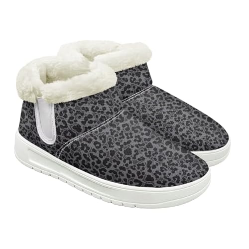 Pynewomyt Black Leopard Winter Shoes Women Snow Boots for Women