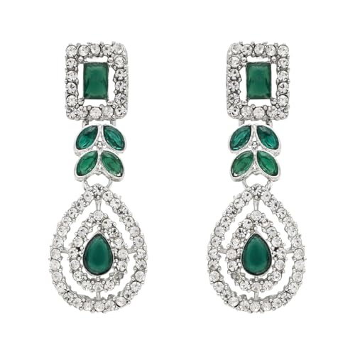 Image of I Jewels Silver Plated Elegant Leaf Motif Necklace Set with Earrings & Maang Tika for Women