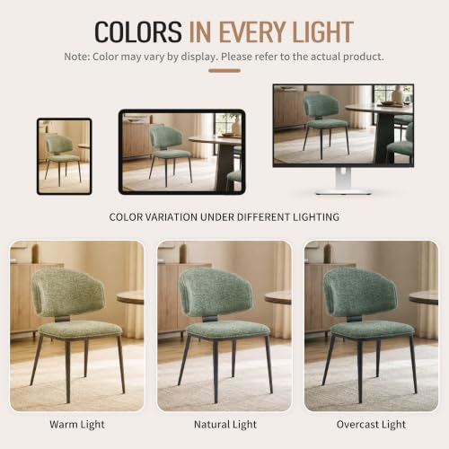 Image of Dining Chairs Set of 6,Farbic Dining Chairs with Metal Frame,Green