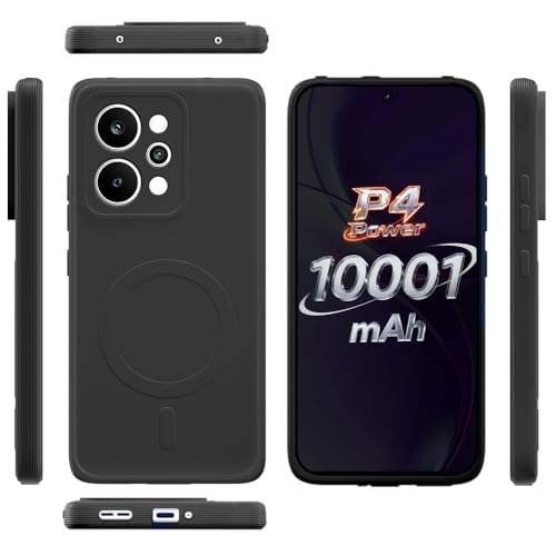 Image of Back Cover Realme P4 Power 5G | MagFit Ring Design (Non-Magnetic) | Shockproof Case | Anti-Slip Grip | Raised Camera Edges | Slim Protective Case for Realme P4 Power 5G (Matte Black)