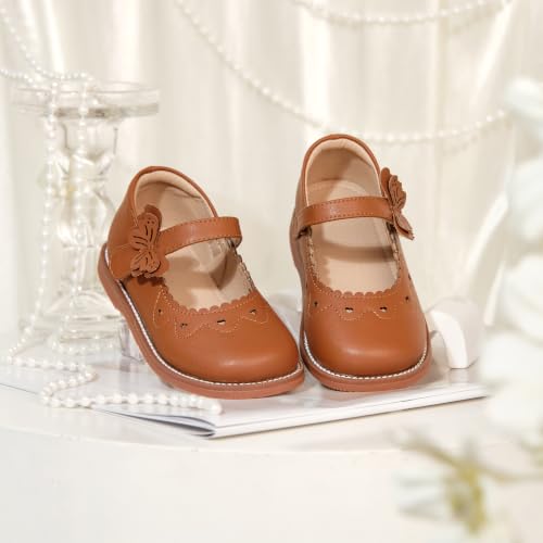 Image of Kiderence Toddler Girl Mary Jane School Uniform Dress Shoes Oxford Flats | Wide Toe Box Great Comfort for Student Shoe and Flower Girl Shoe for Wedding, Parties, Church