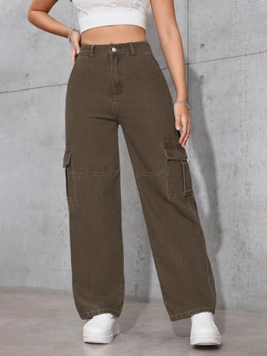 Image of Tagas Women Cargo Jeans | Women,s Cargos-Pants | (Women's) Denim Cargo's Pants || Cargo,s for Woman || Oversized-Jeans for Woman's || Loose Jeans Pant for Woman,s