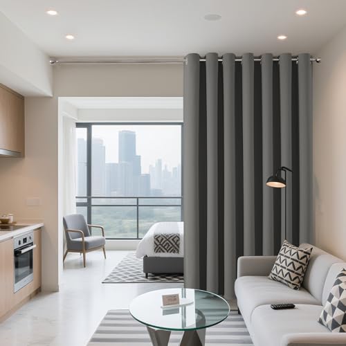 Rideaux extra larges salon gris clair pour séparateur de pièce
