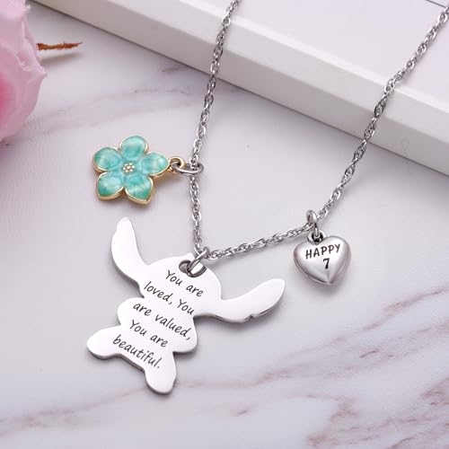 Image of Ukodnus 6-10 Year Old Birthday Necklace Gifts, You are Loved Valued Beautiful Gift, Birthday Jewelry Gift for Daughter Granddaughter Niece