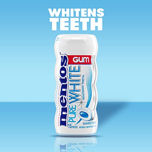 Mentos Pure White Sugar Free Gum, Sweet Mint, 15 Piece Bottle (10 Pack) | Chewing Gum with Xylitol, Perfect for Long Lasting Fresh Breath at School, Work & Travel - image 3