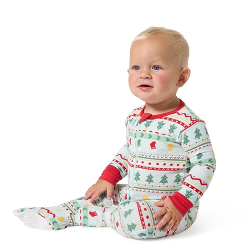 Gerber Baby Neutral Holiday Family Pajamas, Mint/Red, 12 Months - image 2