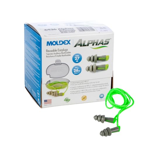 Moldex Alphas™Reusable Earplug w/Cloth Cord (unattached) in Pocket-Pak Plus 6434, NRR 27dB