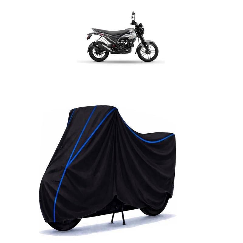Image of Bajaj Freedom Disc LED Bike Cover Water Resistant Universal Motorcycle Rain | Heavy Duty UV Protection, Dust, Scratch Indoor Outdoor All Weather with Black Blue Piping Elastic