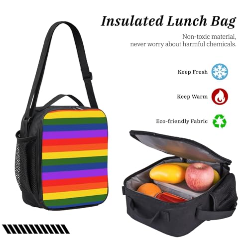 Rainbow Flag Gay Pride LGBTQ 17 Inch Backpack Sets Lunch Bag Lightweight Daypack for Men Women 3Pcs4